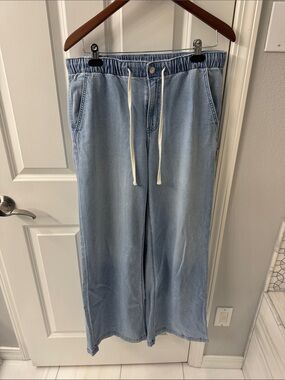 American Eagle Outfitters Light Blue Wide Leg Denim Pants Medium Tall